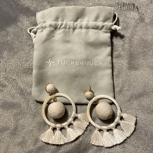 Tuckernuck white dreamcatcher raffia earrings